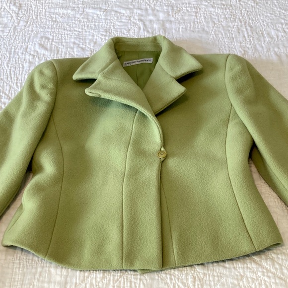 Emporia Armani Vintage Green Suit Set Skirt Wool S - Picture 9 of 14